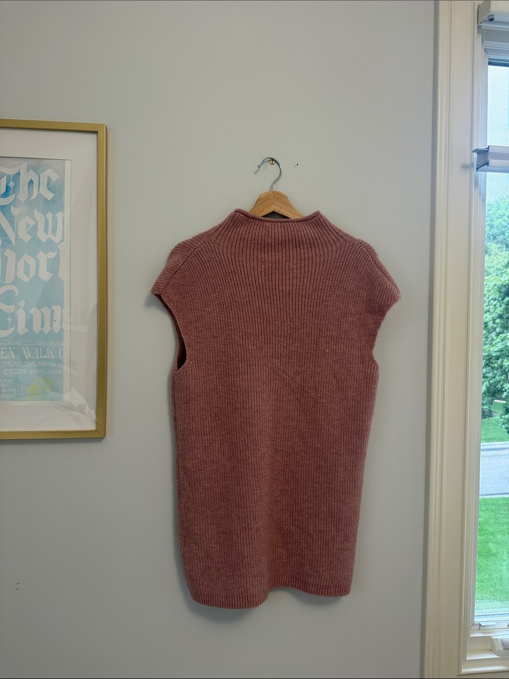 Sleeveless Ribbed Mock Neck Sweater Tunic in Dusty Rose
